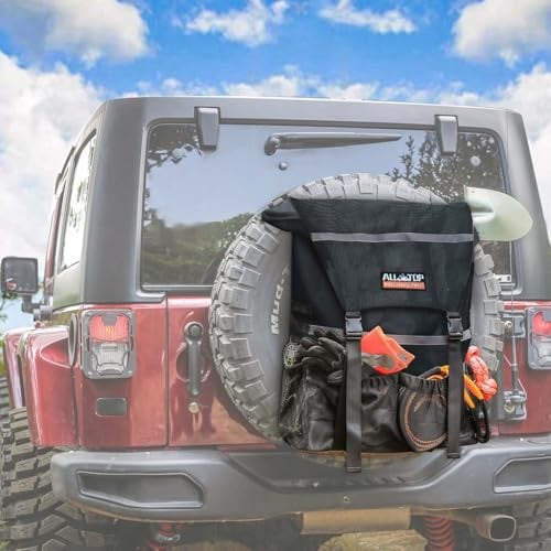 ALL-TOP Heavy Duty Truck Tailgate Trash Bag, Cargo Storage for Jeep, Truck, SUV or Car, Fit up to 40'' Tire (Carbon Black)