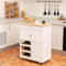 RELAX4LIFE Carrello da Cucina con Cassetti, Rotelle, 3 Portabottiglie, 3 Ante, Pannello in Legno,Credenza Cucina per Ristorante, Sala da Pranzo o Salotto, Bianco, 67 x 37 x 85 cm
