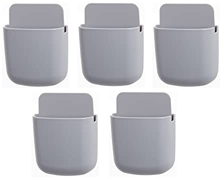 WMLBK Lot de 5 supports de télécommande - Support mural pour climatisation - Support de téléphone avec trou de câble de chargement (cendres)