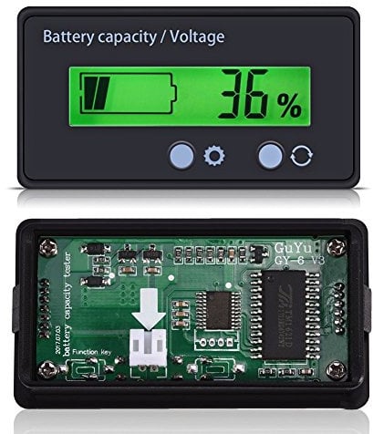 YOPOTIKA Digital Battery Capacity Tester Battery Monitor Waterproof LCD Battery Voltage Indicator, 12V 24V 36V 48V Lead Acid Battery Voltage Monitor,for Lithium Batteries and Lead-acid Batteries