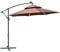 Outsunny 3(m) Cantilever Banana Parasol Hanging Umbrella with Double Roof, LED Solar lights, Crank, 8 Sturdy Ribs and Cross Base for Outdoor, Garden, Patio, Coffee