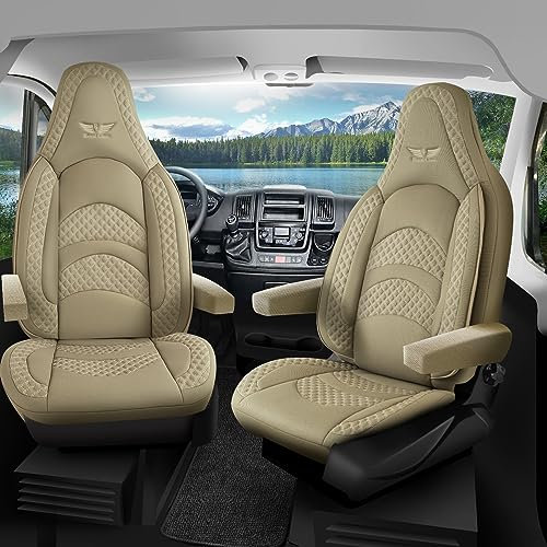RC Royal Class Auto Sitzbezüge für Pilot Vordersitze Fahrer und Beifahrer kompatibel für SKA Sitz Campingbus Wohnmobil Caravan Camper in Beige Pilot 3.3 das Sitzbezugsset