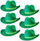 Cowboyhüte für Erwachsene - 6 Stück - Grüne Cowboyhüte mit einem sternbesetzten Band - Wild West Verkleidung Party Kostüm Zubehör