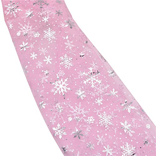 Cozylkx Tessuto di Tulle Fiocco di Neve Glitter Materiale di Tulle 150 cm × 100 cm Tessuto di Maglia con Paillettes per Decorazioni per Abiti da Sposa Tutu Fai da Te,Rosa