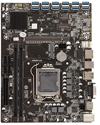 B250C Mining Machine Motherboard, Mining Machine Motherboard Unterstützt LGA 1151 DDR3 Dual Channel 32G, 12 GPU-Steckplätze, VGA-HDMI-Schnittstelle, Kompatibel mit 6th 7