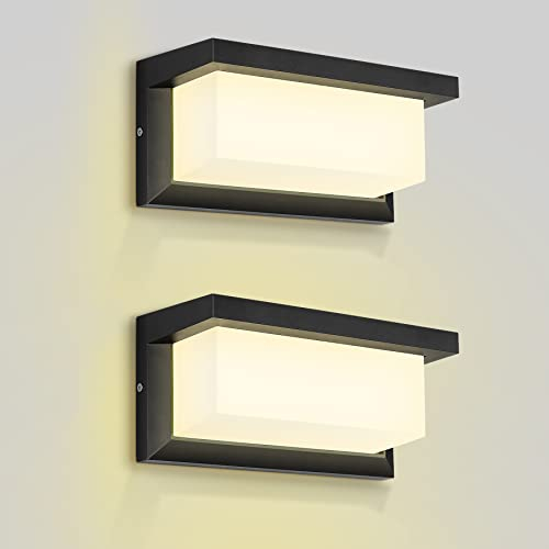MICUTU Wandleuchte Außen LED, 18W Außenlampe Wand, Wasserdichte Außenleuchte LED Wandstrahler für Treppenhaus Beleuchtung, Gartenleuchte, Hauseingang, Terrassen, Wänden, Wegen (Warmweiß, 2PCS)