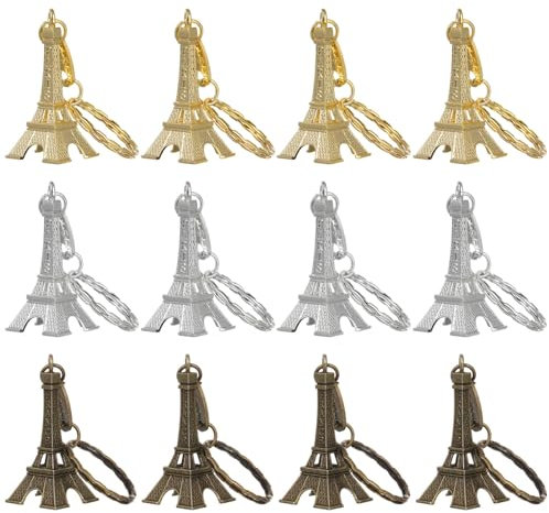 Gatuida Eiffel Tower Keychain: 12pcs Eiffel Tower Keyring Retro Adornment French Souvenirs Keychains Car Key Pendant Key Chain Mini Novelty Keychain Wallets Ladies Backpack for Women Keyring Charm