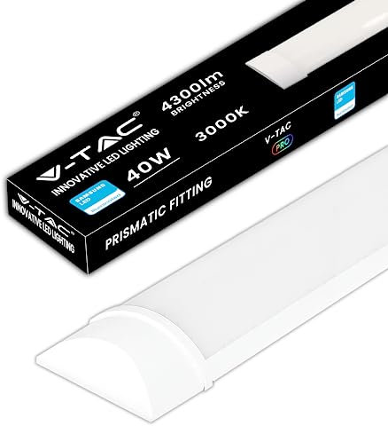 V-TAC Plafoniera LED Lineare da Soffitto 120 CM - 40W - Chip Samsung - Lampada Rettangolare 4300 Lumen IP20 per Parete, Garage, Negozio - Tubo LED - Luce 3000k Bianca Calda