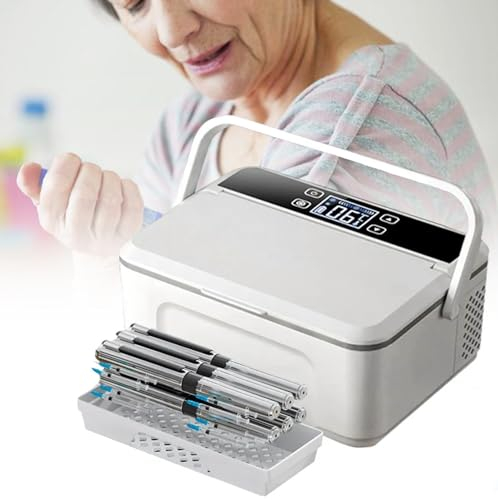 BatanE Insulina Frigo Portatile Refrigeratore per Medicina, 0-18℃ Mini Termostato, Piccola Scatola da Viaggio per Farmaci, Frigorifero Elettrico Interferone Conservazione,2Batteries