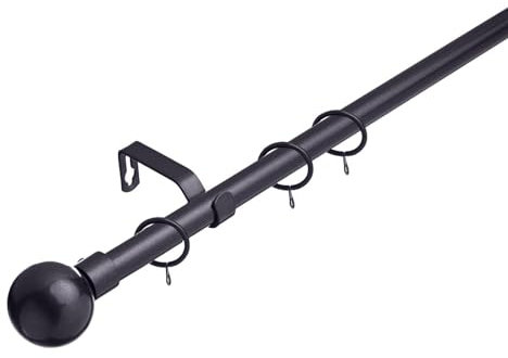 Lister Cartwright 19 mm Extendable Metal Curtain Poles Rods Voile Easy Fitting - Gun Metal (Ball Finials, 120-210 cm)