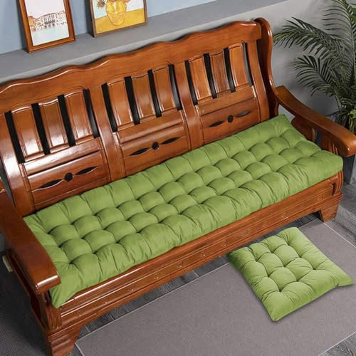 Dickes Baumwoll-Bankkissen, 2-/3-Sitzer, Baumwoll-Sofa-Bank, Sitzkissen, langes Sitzkissen für Zuhause/Garten/Terrasse/Schaukel/Innenbereich (Grün, 150 x 50 cm)