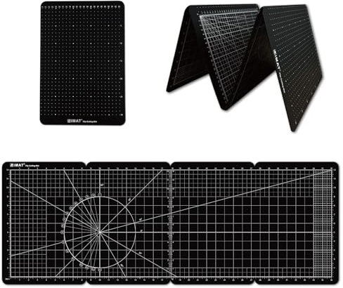 iMAT Klapp-Schneidematte Typ M, faltbar, minimale Größe in der Nähe von A4, maximale Größe 35 x 96 cm, doppelseitige Verwendung, eine Seite: in, andere Seite: cm, geeignet für handgefertigte Projekte