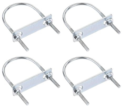 TA-VIGOR 4 sets M6 Round U-Bolts, 60mm Inner Width 110mm Length Steel U-Bolts with Nut, Plate, Washer for Attaching Piping Conduit Cable Tube Brackets Boat Trailer