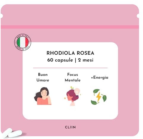 Rhodiola Rosea Forte Integratore alimentare Made in Italy, 60 compresse, Migliora Buon umore, Contrasta Ansia e Stress, Maggiore Focus mentale, Riduce Stanchezza e Affaticamento