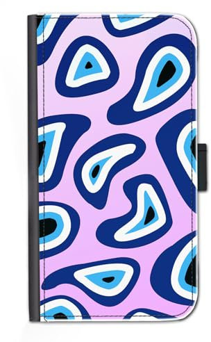 Evil Eye Phone Phone Case For Apple iPhones, 16, 15, 14,13, 12, 11, Pro Max, Mini, XR, XS, SE, Custom PU Leather Flip Phone Cover, Pink Evil Eye Phone Case