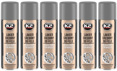 K2 Pintura para Llantas Pack de 6 Acrílica en Spray Color Plata - Secado Rápido 500 ml