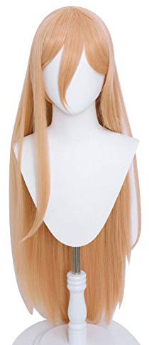 Anime Cosplay Wig Chainsaw Man Power Cosplay Wigs Long Straight Orange Women Hair Wig Heat Resistant Synthetic Hair Halloween Party