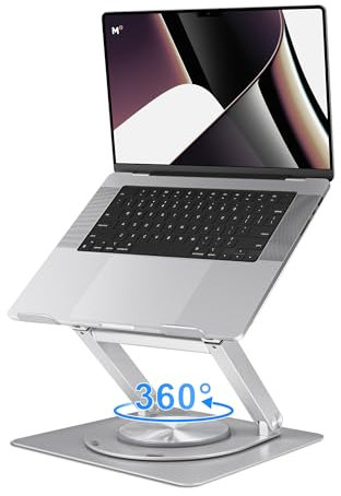 QIUMIN Supporto per Laptop Girevole a 360°, Supporto per Computer Portatile in Alluminio, Regolabile e Pieghevole, Compatibile con Tutti i Laptop da 10 a 21 Pollici