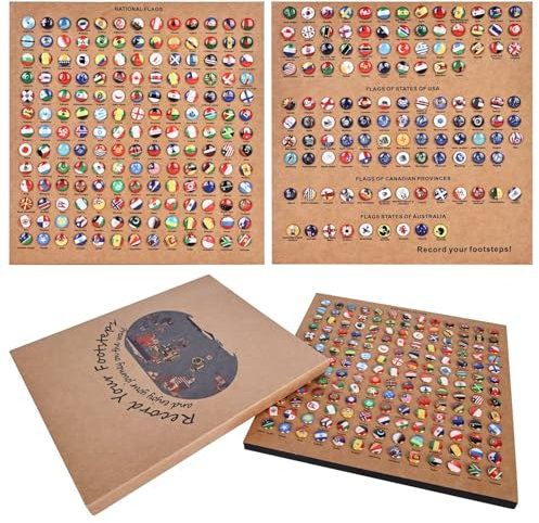 291 Stück Reißzwecken, Reiszwecknadeln Nationale Flagge Reißnagel Dekorative Reißzwecken Land Karte Reißnagel mit Korkplatten Metall Push Pins Kreative Stecknadeln für DIY Bulletin Board