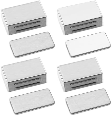 Riisoyu 4 Pièces Aimant Porte Placard Adhesif Puissant, Aimants Serrure Loqueteau Magnetique Loqueteaux Magnetique en Acier Inoxydable Aimant Meuble Fermeture Sans Perçage Loquet D'armoire Magnétiques