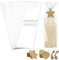 TXXATX Kerzentüten Set 200 Stück Zellophantüten 10x30 cm OPP Cellophantüten mit 200 Kraftpapier Geschenkanhänger und Schnur für Kerzen Süßigkeiten Biscuit Verpackung Hochzeit Party Valentinstag