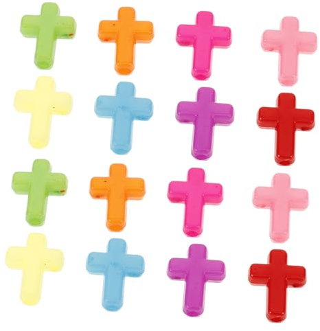 Tofficu 100st Holz Kreuz Anhänger Reize Türkis Kruzifix-medaillen-anhänger Bunt Goldene Anhänger Perlen Armband Herren Kreuz Halsketten Ketten Zur Schmuckherstellung Edelstein Zahlenperlen