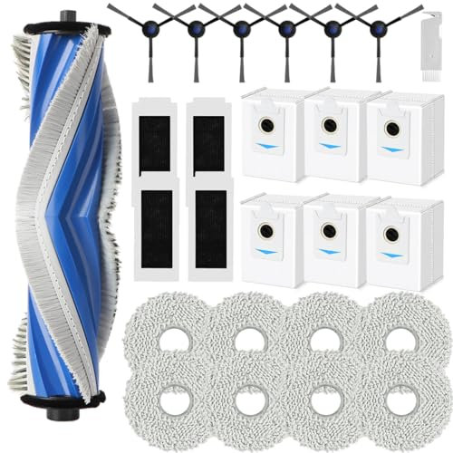 SpeHiate Accessoires de Rechange pour Ecovacs Deebot T30S Pro/ T30S, Pièce de Remplacement avec 1 Brosse Principale, 8 Serpillère, 6 Sac à Poussière, 6 Brosses Latérales, 4 Filtres HEPA