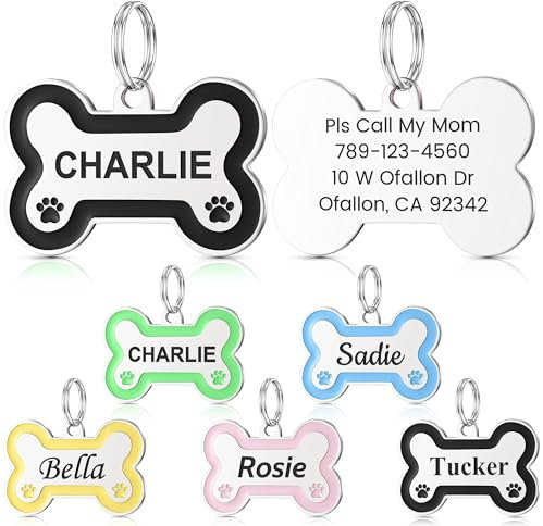 YEHANTI Hundemarke mit Gravur - Hundemarke Personalisiert mit Pfotenabdruck - Personalisierte Anhänger für Haustiere - Edelstahl Hunde Marke Personalisiert mit Name, Telefonnummer und Adresse(Schwarz)