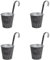 DARO DEKO Metall Hängetopf grau Ø 16cm - 4 Stück Blumentopf hängend Balkon Übertopf