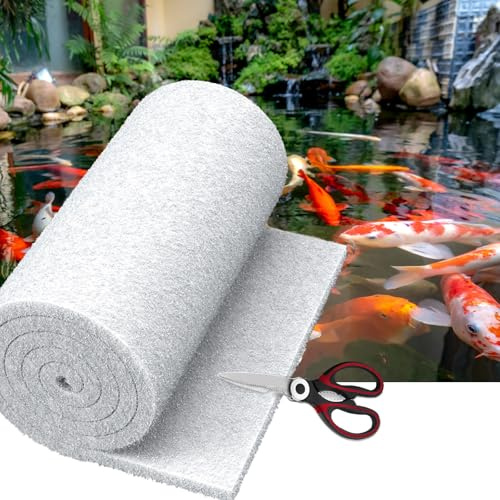 MAXTBEE Klassisches Teichfilter-Pad, 45,7 x 91,4 x 2,5 cm, weiß, dickere, wiederverwendbare, waschbare Pad, Fischteich-Filtermaterial für Teiche, Aquarium