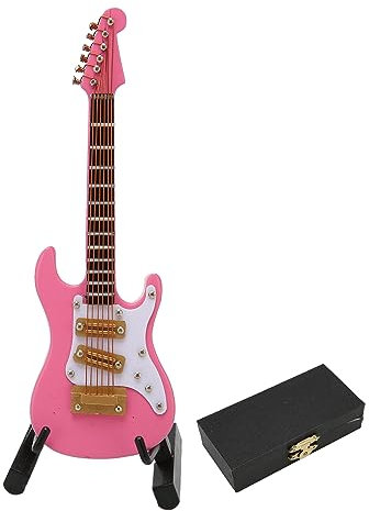 Mini Ornamento di chitarra elettrica Decorazione desktop simulato per appassionati di musica rosa