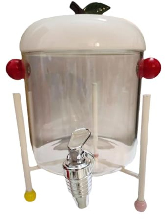 Distributeur de boissons froides avec récipient à boisson - Pichet en verre de 2,5 l avec robinet et support pour jus de fruits, eau, thé glacé - C