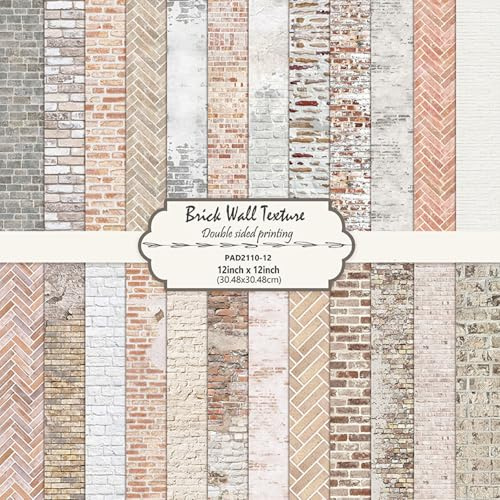 MerwDeeyt Scrapbook Papier Doppelseitiges Muster Bastelpapier (D) | 30,5 x 30,5 cm Vintage Motivpapier 24 Blat Boho Dekorpapier für Journal Scrapbooking Fotoalbum Dekoration