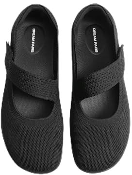 DREAM PAIRS Women's Mary Jane Wide Toe Ballet Flats,Black,7