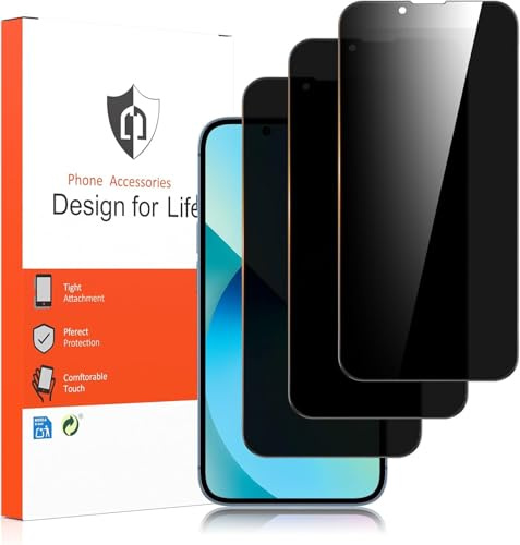 Yisica 3 Stück Sichtschutz Panzer Schutz Glas für iPhone 14/ iPhone 13/ iPhone 13 Pro/iPhone 16e, Panzer Schutz Glas Folie Displayschutzfolie (iPhone 13/13Pro/14/16e)