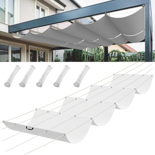 Retractable Wave Sun Sail, 2 x 3 m, Pergola Awning, Adjustable Protection Against UV Rays Awning, Adjustable Sun Sail for Outdoor Use, Pergola, Garden, Conservatory, Patio, White