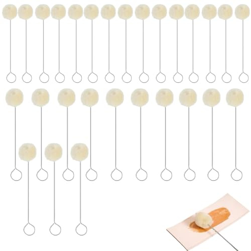 Leder-Färbepinsel Set 30 Stück – Wolltupfer Pinsel mit Metallgriff, 2 cm Durchmesser, 15 cm Länge, ideal für Lederpflege, Basteln, Klebearbeiten und DIY-Projekte, langlebig und tropffrei