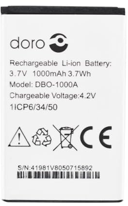 Batterie Compatible avec | Doro téléphone Portable | 1370 1372 1880 2404 2820 2880 5860 6040 6060 6820 6880 7000H 7439 DBO-1000A DBAA-1000A DFB-0210 DFC-0480 1000mAh 3,7V Li-ION Accu Piles Pour Senior