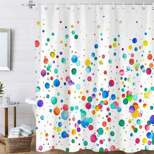 UUZEAI Bunter Duschvorhang 160 x 170 cm lustigen Punkten für Badezimmer, Regenbogen-Aquarell-Blasenmuster moderner Stoff-Duschvorhang wasserdichtem Polyester mit Haken