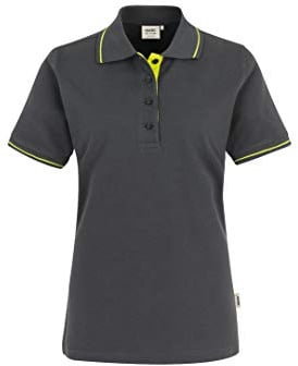 HAKRO Damen Polo-Shirt Casual - 203 - anthrazit/kiwi - Größe: XS
