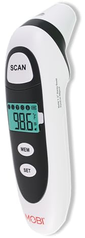 Mobi Dualscan Prime Ear & Forehead Thermometer with Food & Bottle Readings, Ear Thermometer, Forehead Thermometer, Fever Thermometer, Object Thermometer, Baby Food Thermometer, Hsa Eligible/Approved