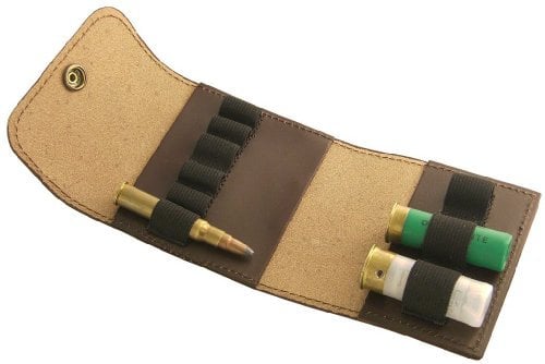 Patronenetui, Leder braun, ohne GS, 6 große Kugeln / 3 Schrot