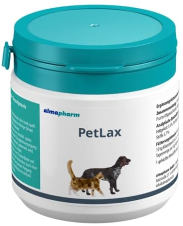almapharm PetLax | 100 g | Ergänzungsfuttermittel für Hunde und Katzen | Mit Quellstoffen zur sanften Anregung des Kotabsatzes | Zum Ausgleich faserstoffarmer Futterrationen