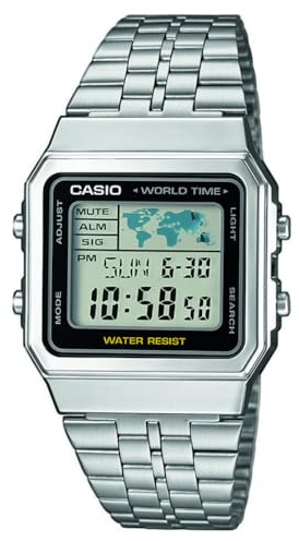 Casio Unisex Digital Watch with Stainless Steel Strap – A500WA-1D