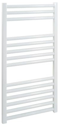 SolAire Bray Straight White Heated Towel Rail/Warmer/Radiator For Central Heating. Round Tube Ladder Design, SolAire, 800 x 400