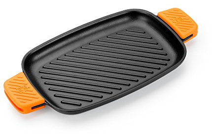 BRA Efficient Iron Parrilla Rectangular con Rayas, Hierro Fundido, Negro, 35 cm