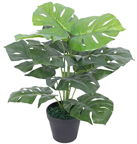 vidaXL Planta de Monstera Artificial con Macetero 45 cm Verde Maceta Plástico