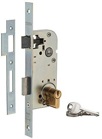 THIRARD - Serrure encastrable à cylindre pour porte d'entrée, axe 40mm, bouts carrés, cylindre 30x30mm, zingué, 3 clés