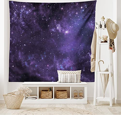ABAKUHAUS Galaxis Wandteppich und Tagesdecke Inspiring Starway anzeigenaus Weiches Mikrofaser Stoff 230 x 140 cm Pflegeleicht, Black Navy Blue