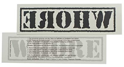 Tattoodrucker 5 x Grand Tatouage Whore Noir - Lettrage Noir - Sexy Tatouage de Peau temporaire (5)